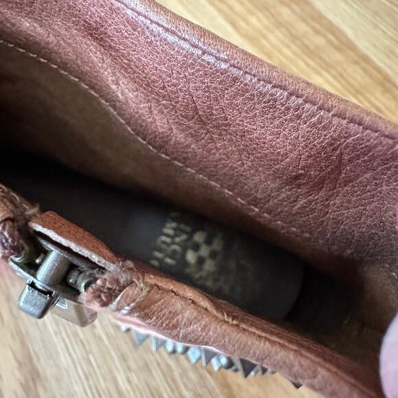 Vince Camuto Biker Marcin Grunge Brown Leather Moto Ankle Boots Studded Women 8B - Picture 10 of 15